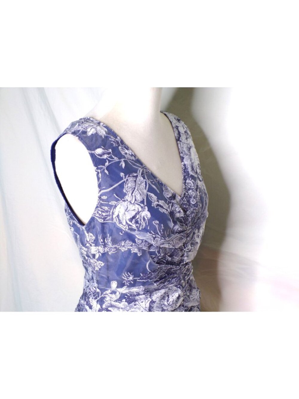 🆕JS COLLECTIONS Maddison Column Shirred Gown Dress Blue 6 - Picture 10 of 16